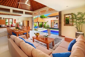 Villa, 4 Bedrooms | Living area | LCD TV - Nicola Villa Seminyak Beachside (Seminyak)