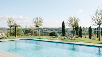 Utomhuspool, öppet 08.00 till 20.30, parasoller och solstolar