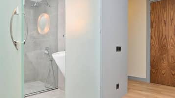 Shower, free toiletries, hair dryer, slippers