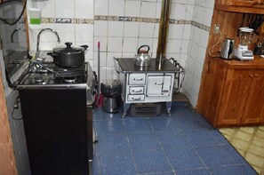 Fridge, microwave, oven, electric kettle