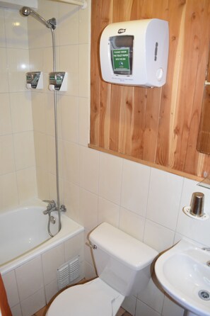 Combined shower/bathtub, deep-soaking bathtub, rainfall showerhead