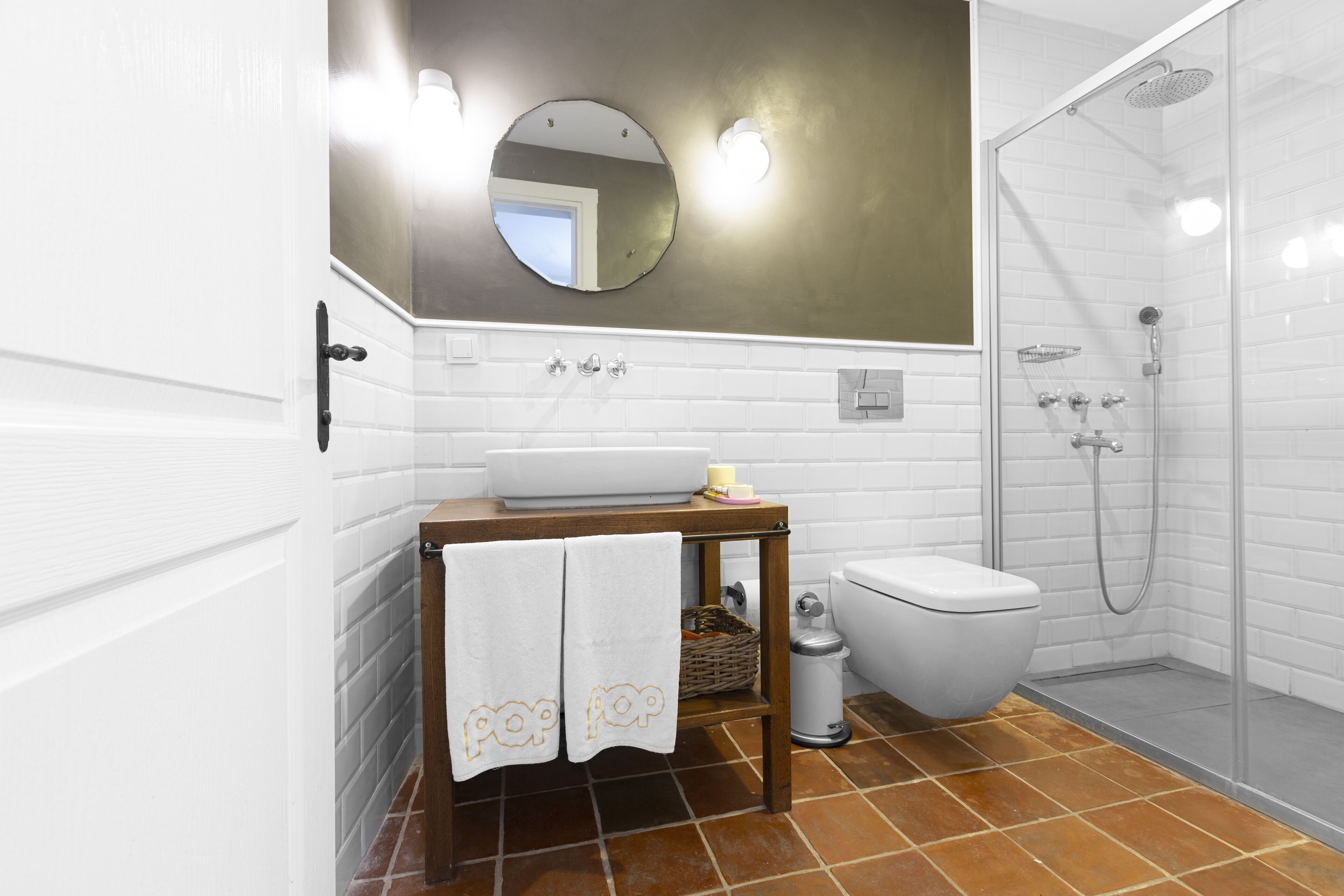 classic double room | bathroom | designer toiletries, hair dryer, slippers, towels