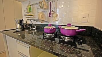 Apartment | Private kitchen | Fridge, microwave, stovetop, coffee/tea maker