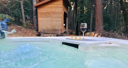 A Lovely Cabin House at Way Woods Retreat with outdoor Hot Tub & Full Amenities.