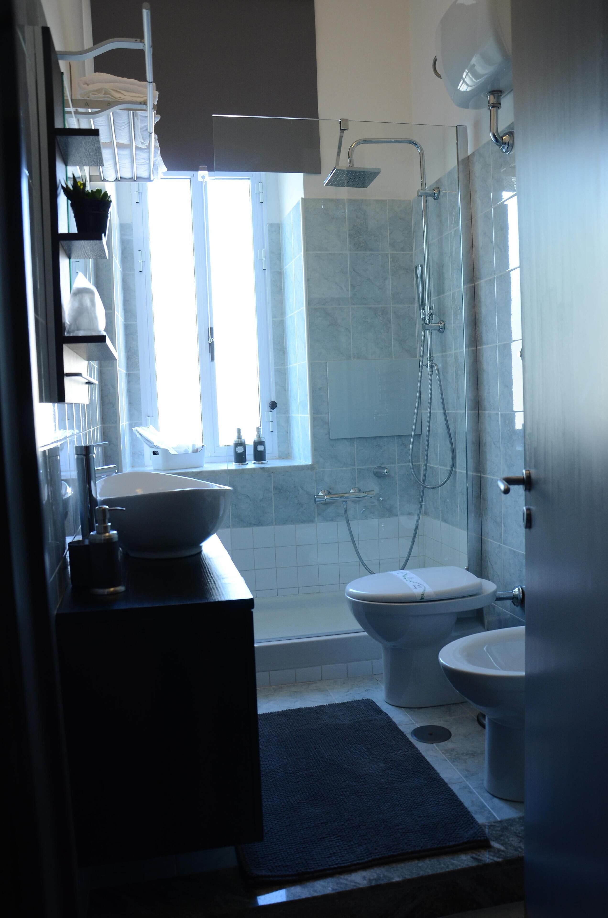 Hair dryer, bathrobes, slippers, towels