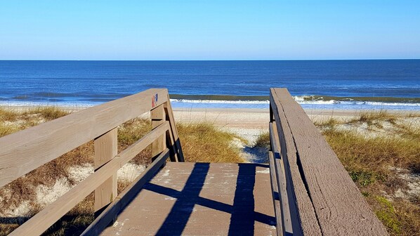 Beach nearby, sun loungers