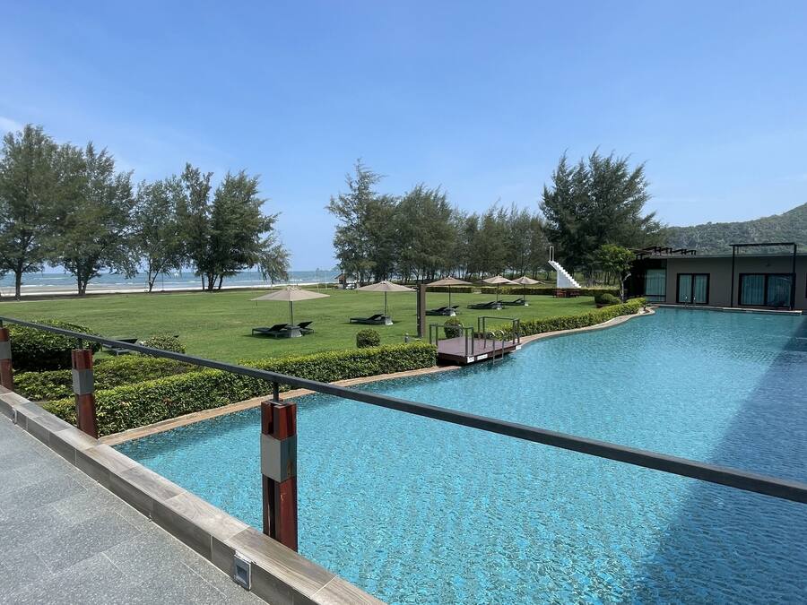 Outdoor pool, pool umbrellas