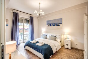 公寓, 2 间卧室 | 高档床上用品、隔音、熨斗/熨衣板、免费婴儿床