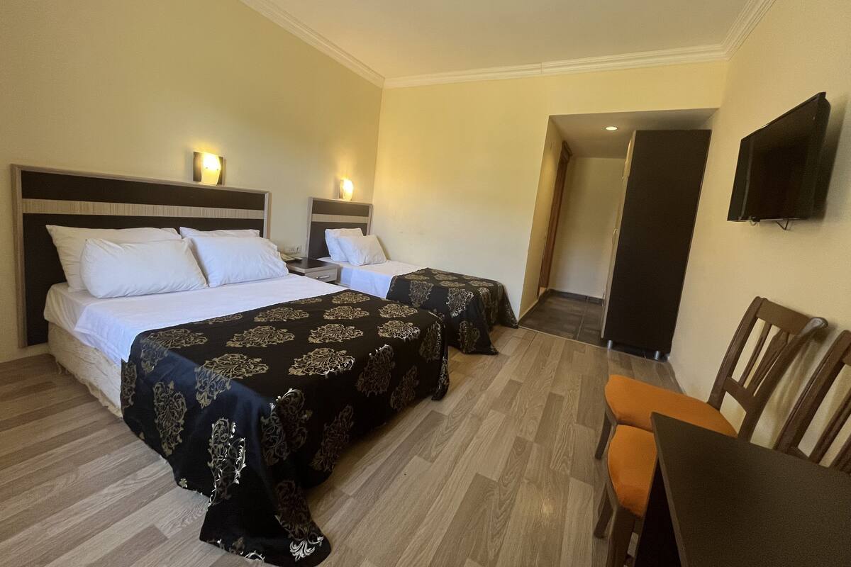 minibar, desk, laptop workspace, soundproofing