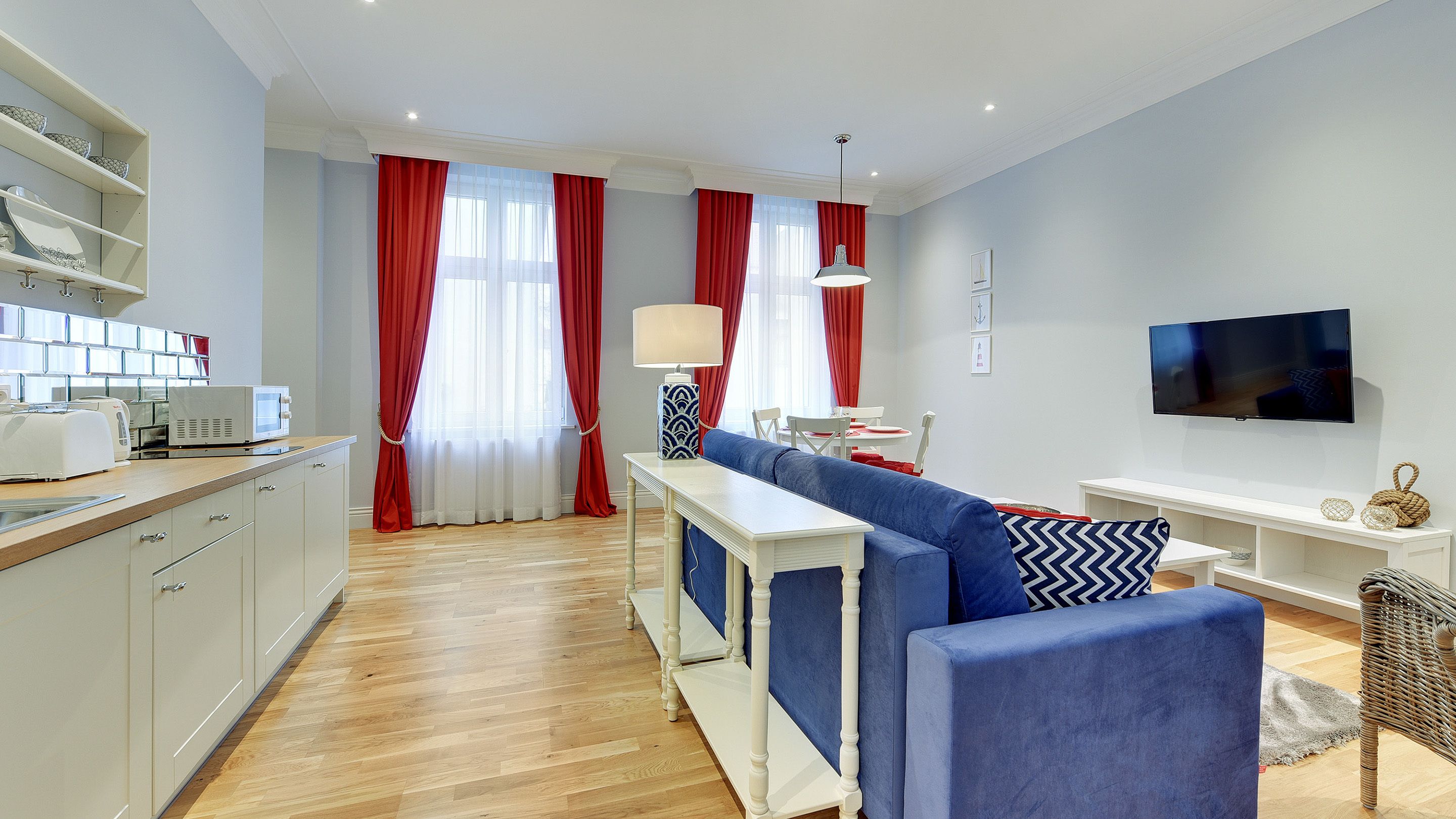 Deluxe appartement, 1 slaapkamer (max. 4 adults) | Woonruimte | Flatscreentelevisie