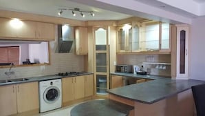 Apartment, 1 Bedroom, Kitchen | Private kitchen | Fridge, microwave, oven, electric kettle