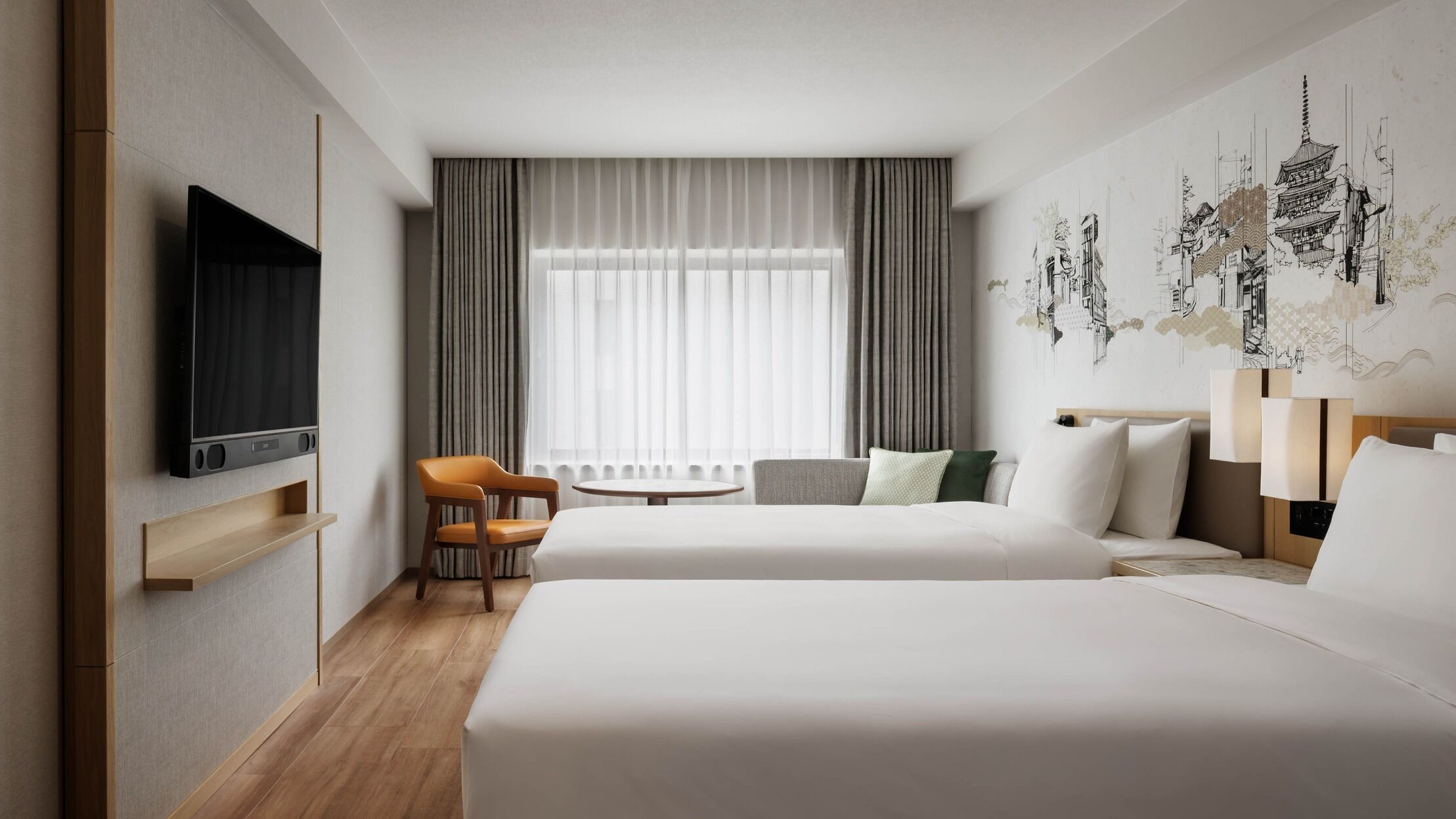 Peralatan tempat tidur premium, peti besi dalam bilik 