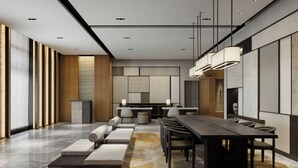 A modern conference room with a long table, multiple chairs, and a carpeted floor. - Courtyard By Marriott Kyoto Shijo Karasuma (Kyoto)