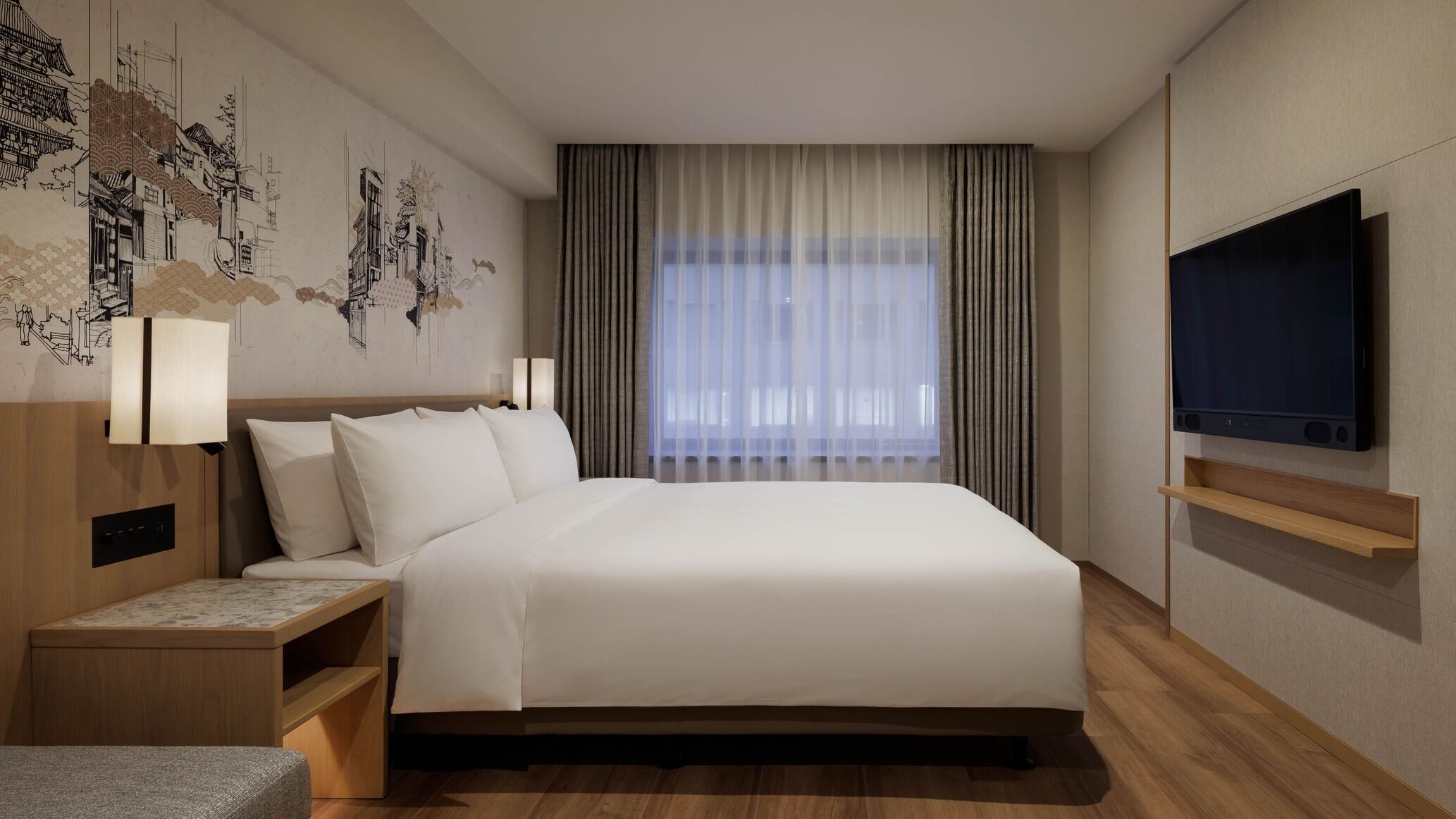 Peralatan tempat tidur premium, peti besi dalam bilik 