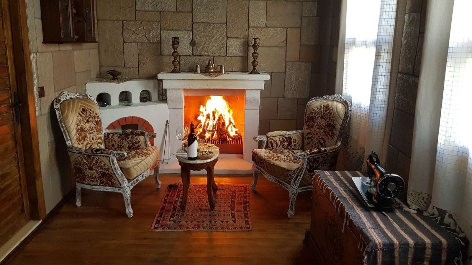 honeymoon double room, 1 bedroom, bathtub | living area | 82-inch lcd tv with satellite channels, tv