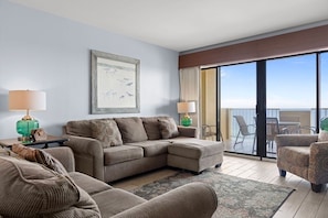 Condo, 3 Bedrooms | Living area | TV, DVD player - Tropical Winds Unit 701 (Gulf Shores)