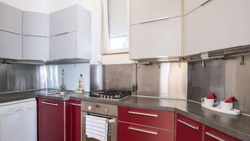 City Apartment, 2 Bedrooms | Private kitchen | Fridge, microwave, oven, stovetop