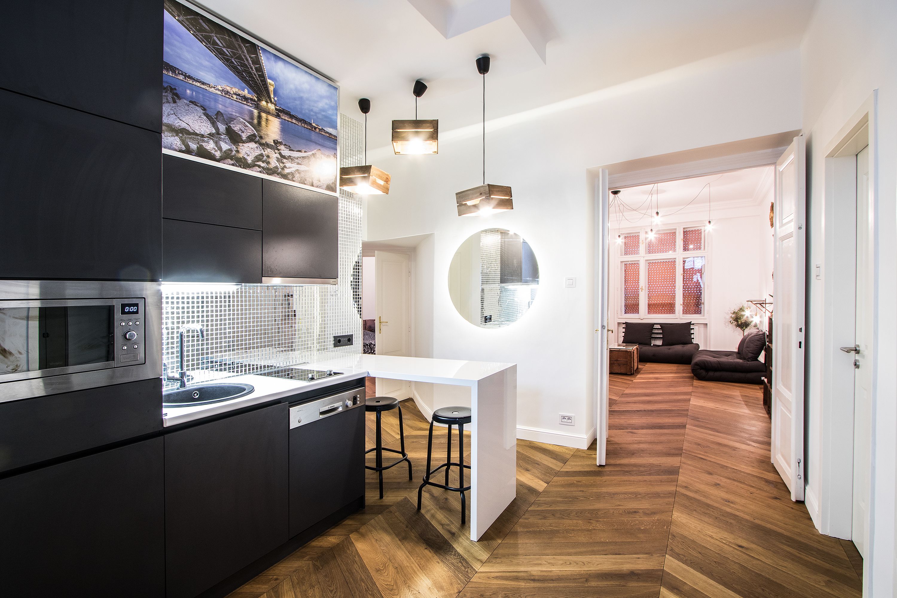 Design Apartment, 2 Bedrooms | Private kitchen | Fridge, microwave, stovetop, dishwasher