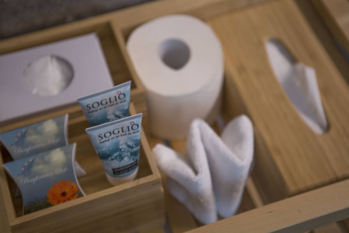 free toiletries, hair dryer, bathrobes, towels