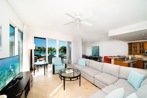 Suite, 3 Bedrooms, Oceanfront | Living area | 46-inch TV with cable channels