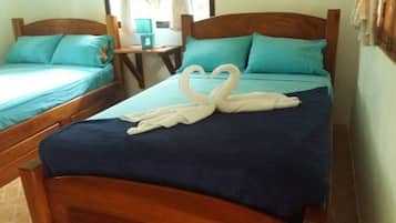 Economy Double Room, 2 Double Beds | Desk, blackout drapes, iron/ironing board, bed sheets