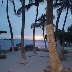 On the beach, sun loungers, beach towels, snorkeling