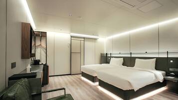 Premium bedding, desk, free WiFi, bed sheets