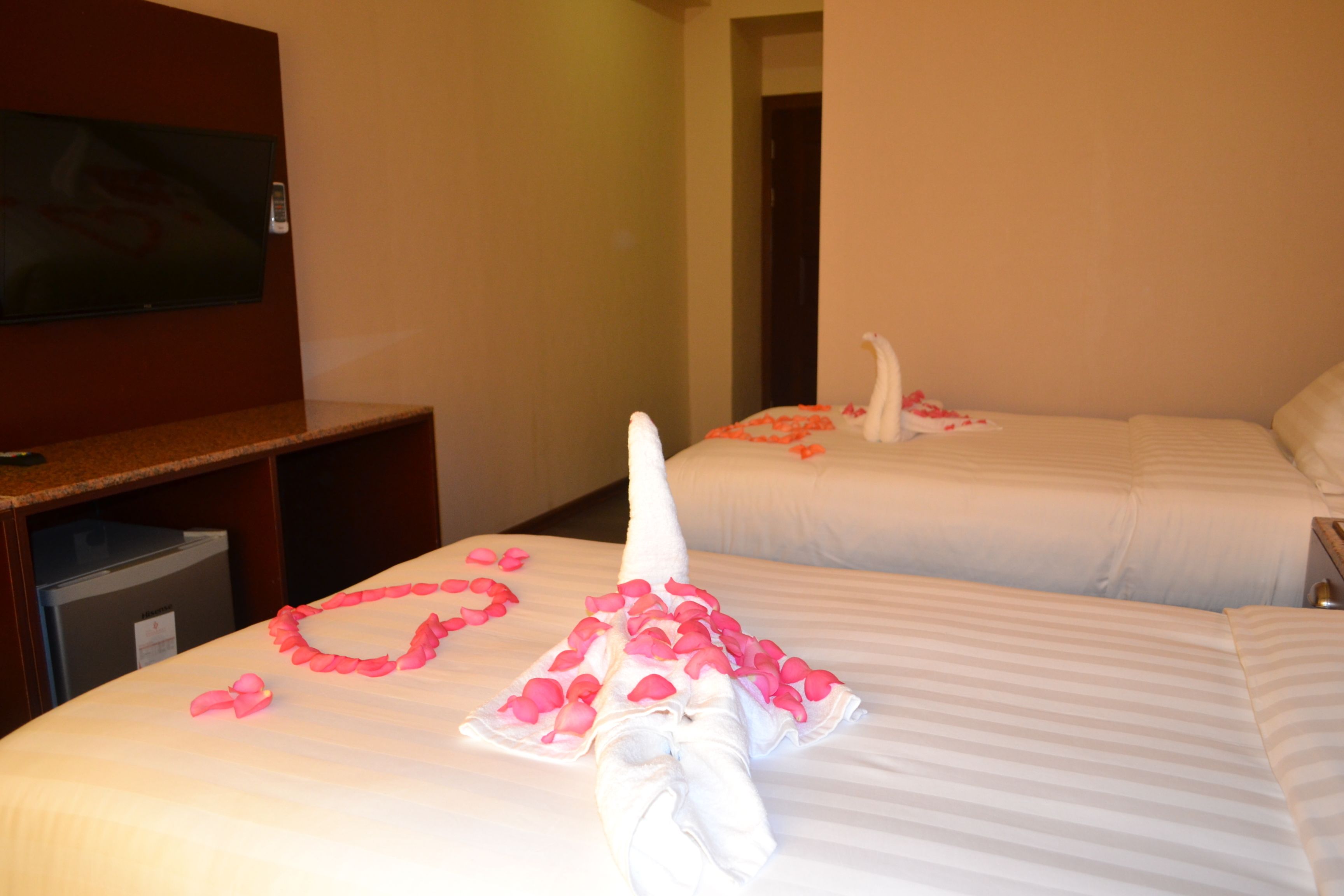 豪華雙床房 | 迷你吧、房內夾萬、書桌、遮光窗簾/窗簾