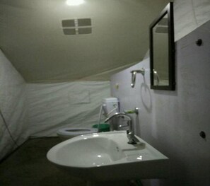 Shower, free toiletries, towels, toilet paper