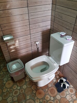 Dusche, kostenlose Toilettenartikel, Haartrockner, Hausschuhe