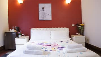 Desk, laptop workspace, free WiFi, bed sheets