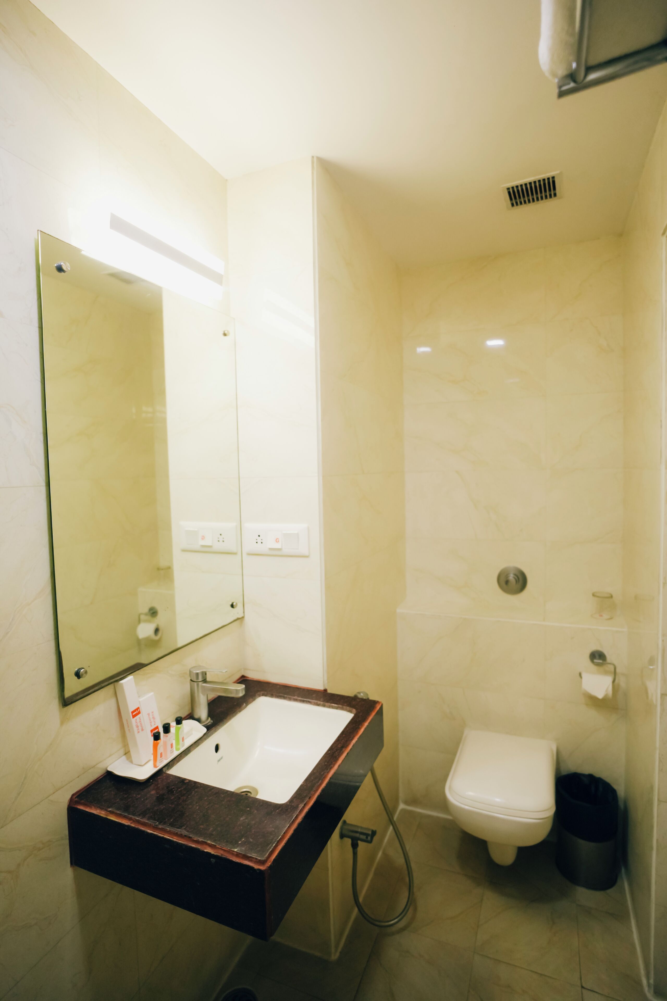premium room | bathroom | shower, free toiletries, towels