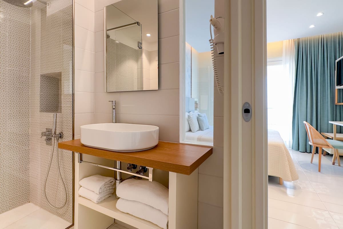 shower, free toiletries, hair dryer, slippers