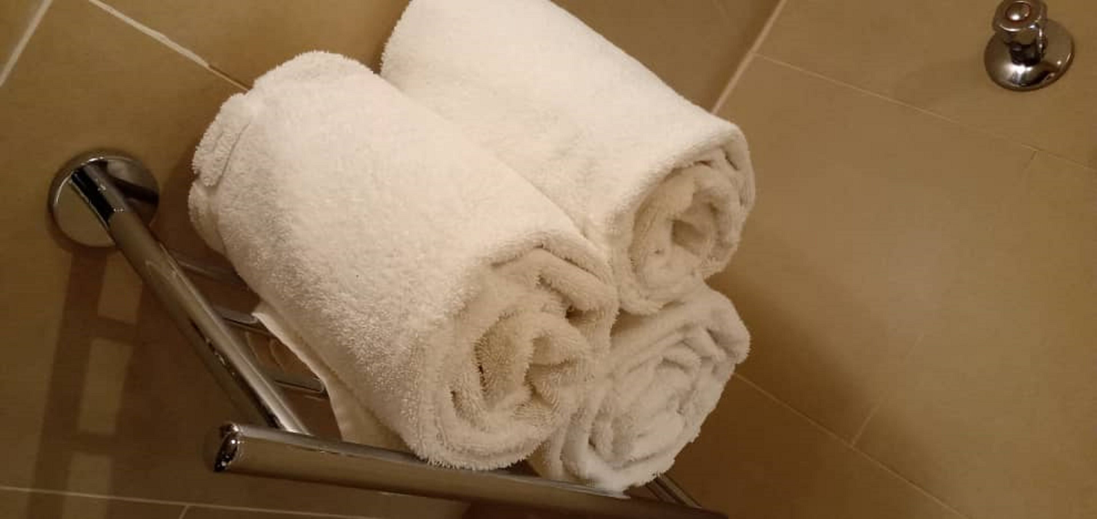 free toiletries, hair dryer, slippers, towels