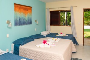 Basic Quadruple Room, Multiple Beds | Premium bedding, minibar, blackout drapes, iron/ironing board - Pousada Vida do Mar (São Miguel do Gostoso)