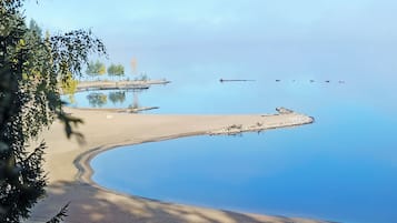 On the beach, fishing