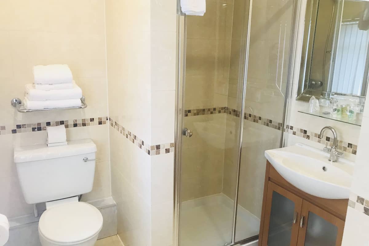 classic double room, 1 king bed | bathroom | shower, free toiletries, towels