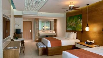 Junior Suite, Parcial Ocean View, Double Queen Beds | Articles gratuits dans le mini-bar, coffres-forts dans les chambres