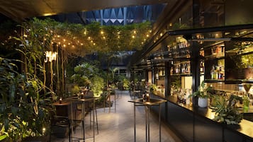 Con vista al jardín, con servicio de comidas, cenas y happy hour