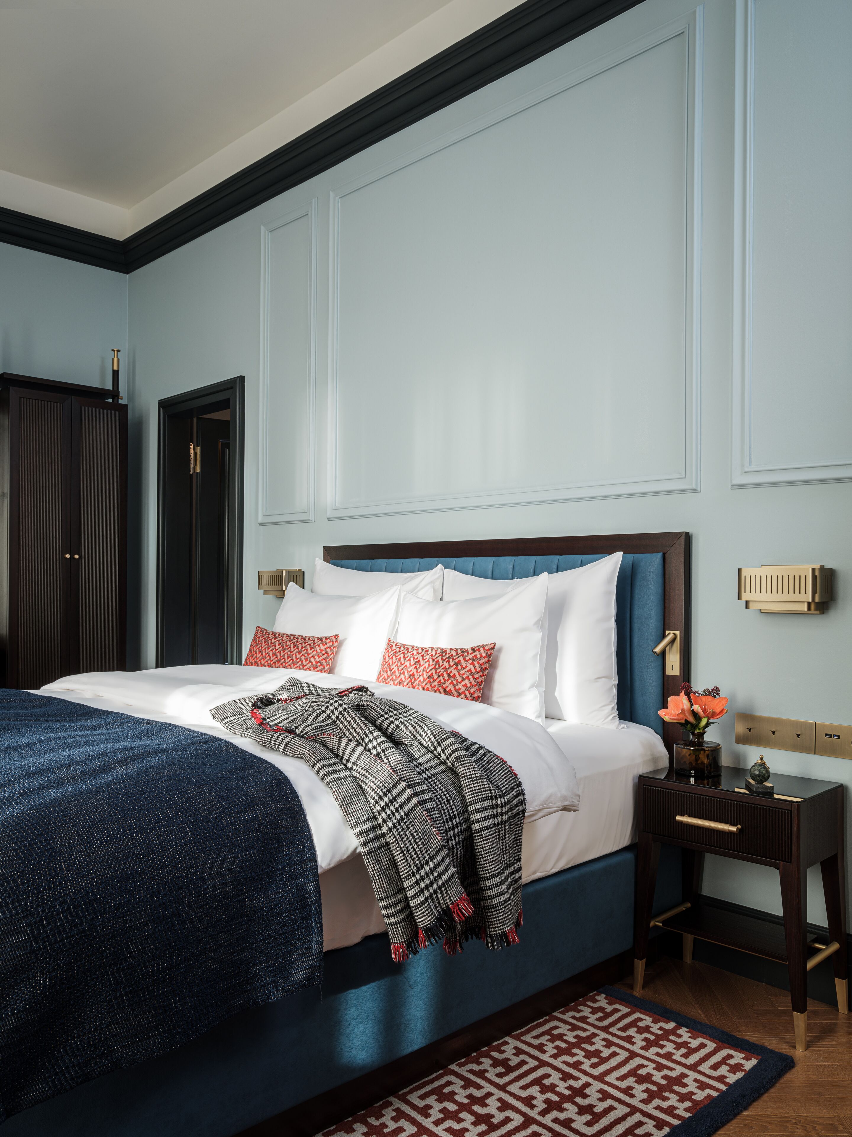 Hypo-allergenic bedding, down duvets, pillow-top beds, free minibar