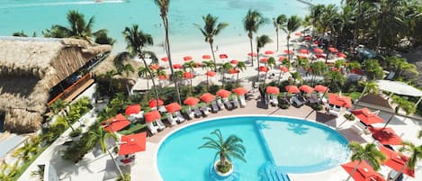 Outdoor pool, open 9:00 AM to 7:00 PM, pool umbrellas, sun loungers