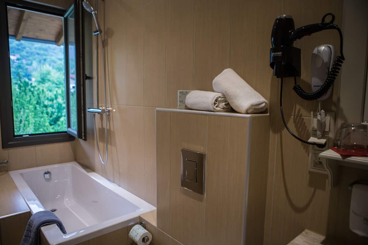 free toiletries, hair dryer, bathrobes, slippers