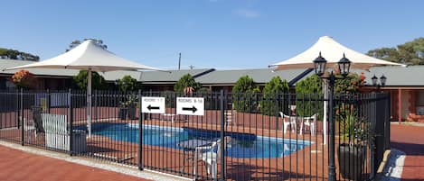 Outdoor pool, pool loungers