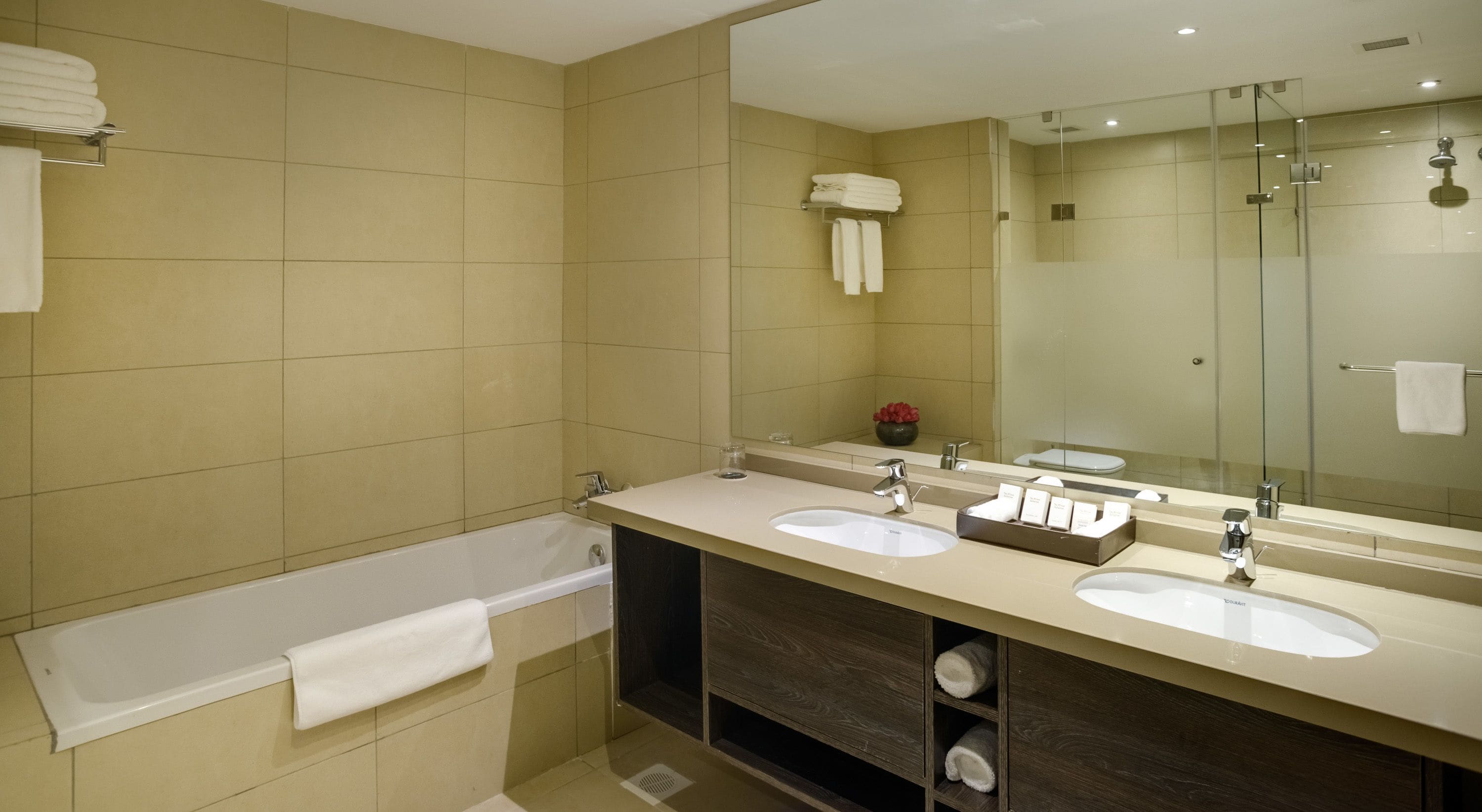 superior suite | bathroom | shower, rainfall showerhead, free toiletries, hair dryer