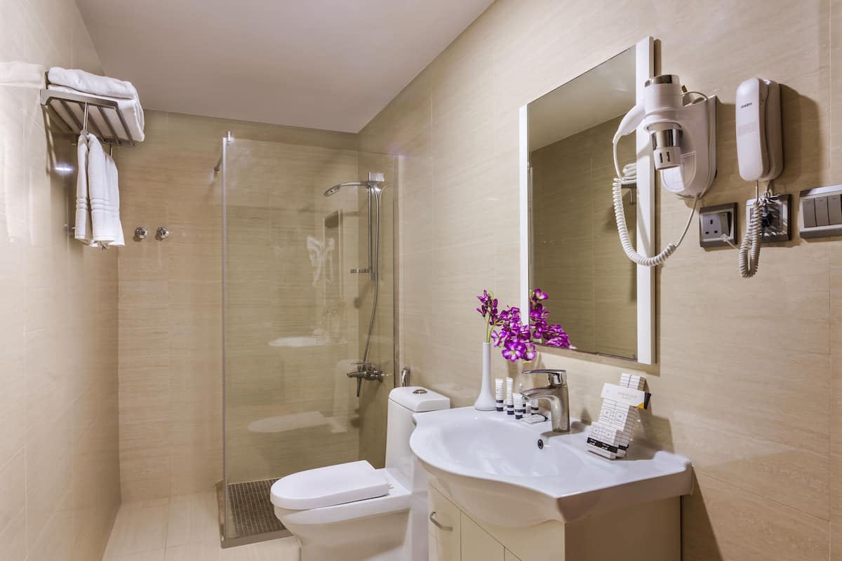 free toiletries, hair dryer, bathrobes, slippers