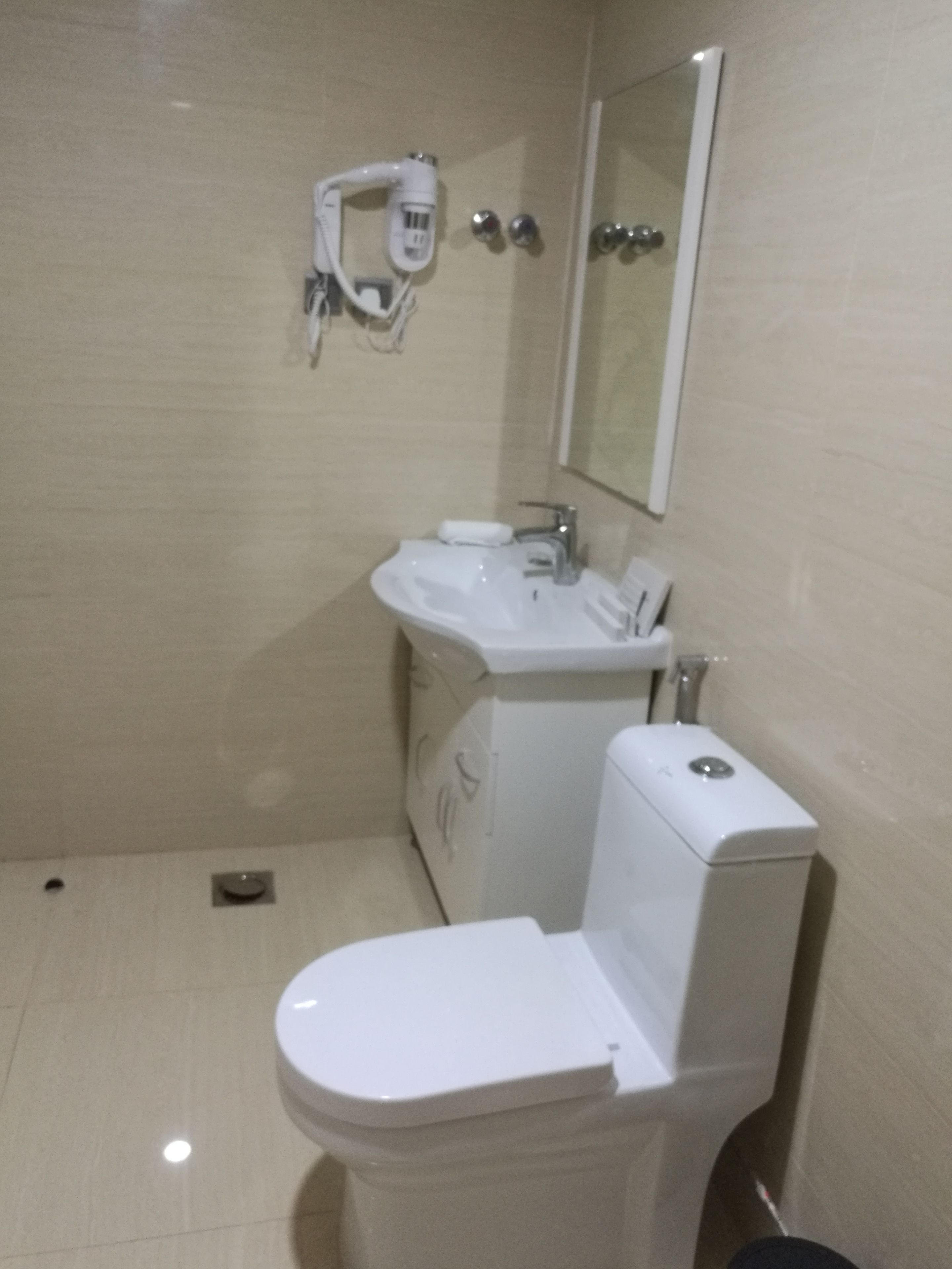 free toiletries, hair dryer, bathrobes, slippers