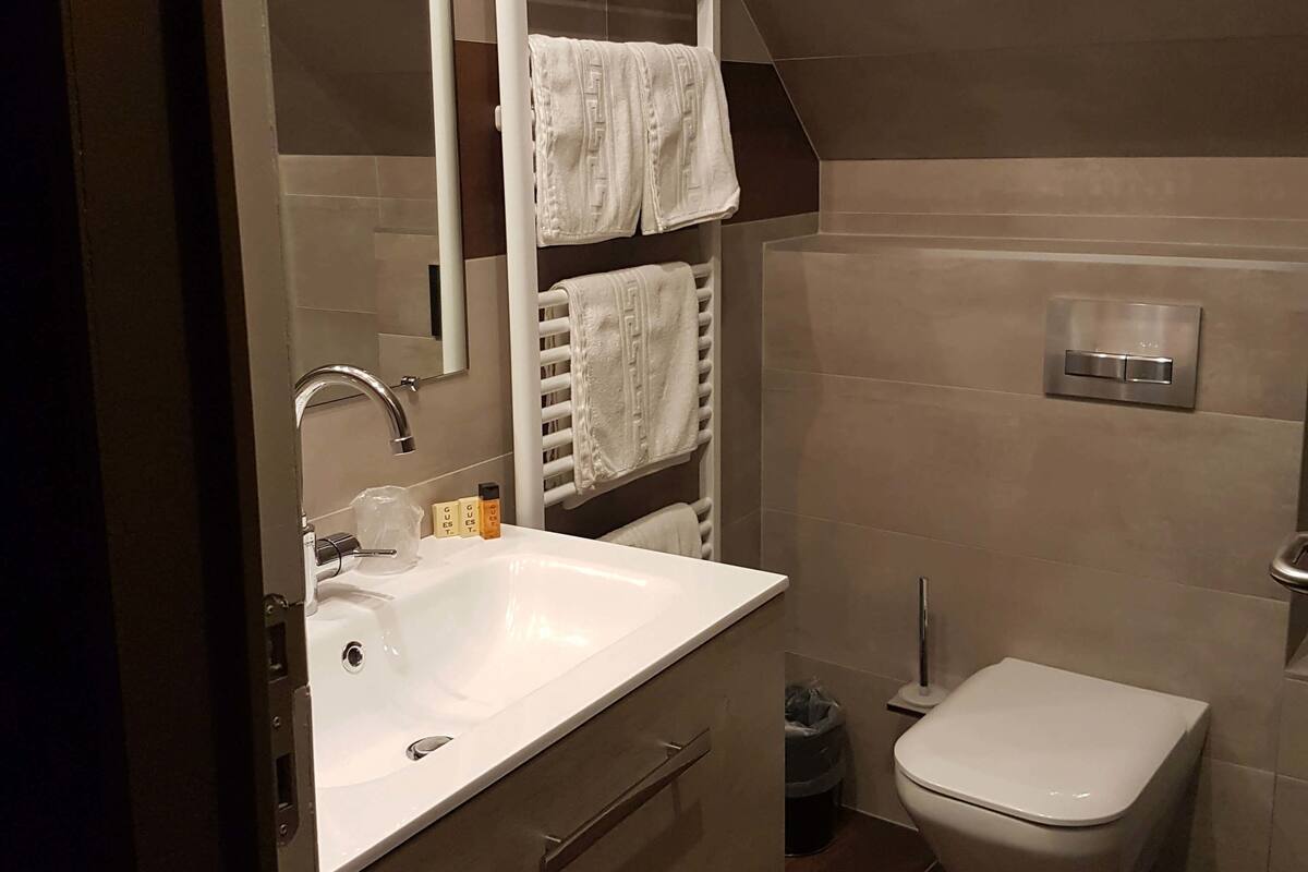 free toiletries, hair dryer, towels