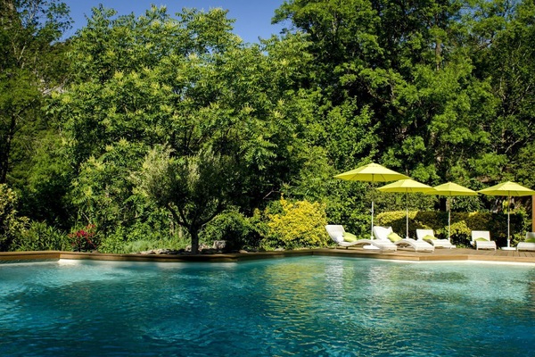 Outdoor pool, a heated pool, sun loungers