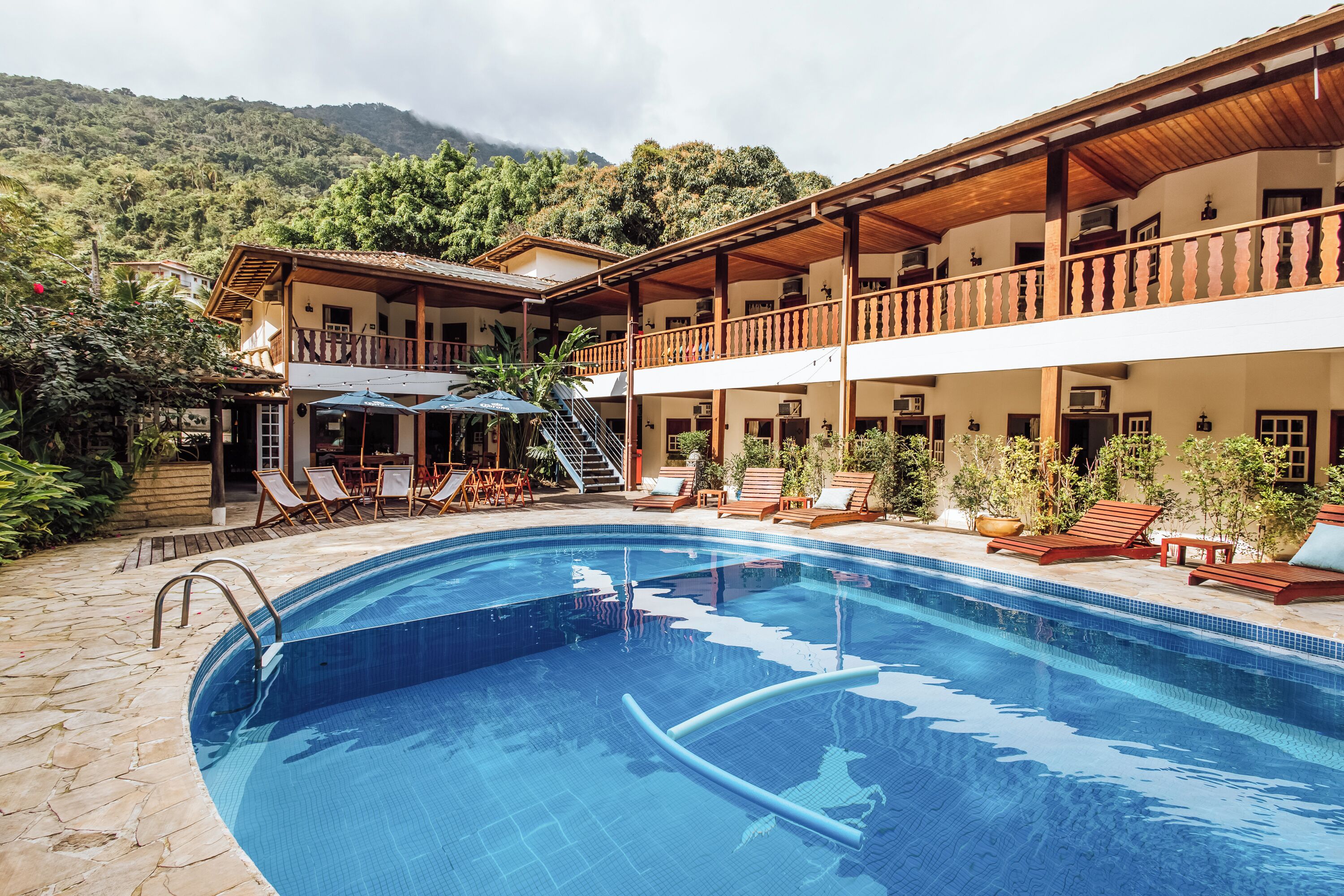 Outdoor pool, pool loungers