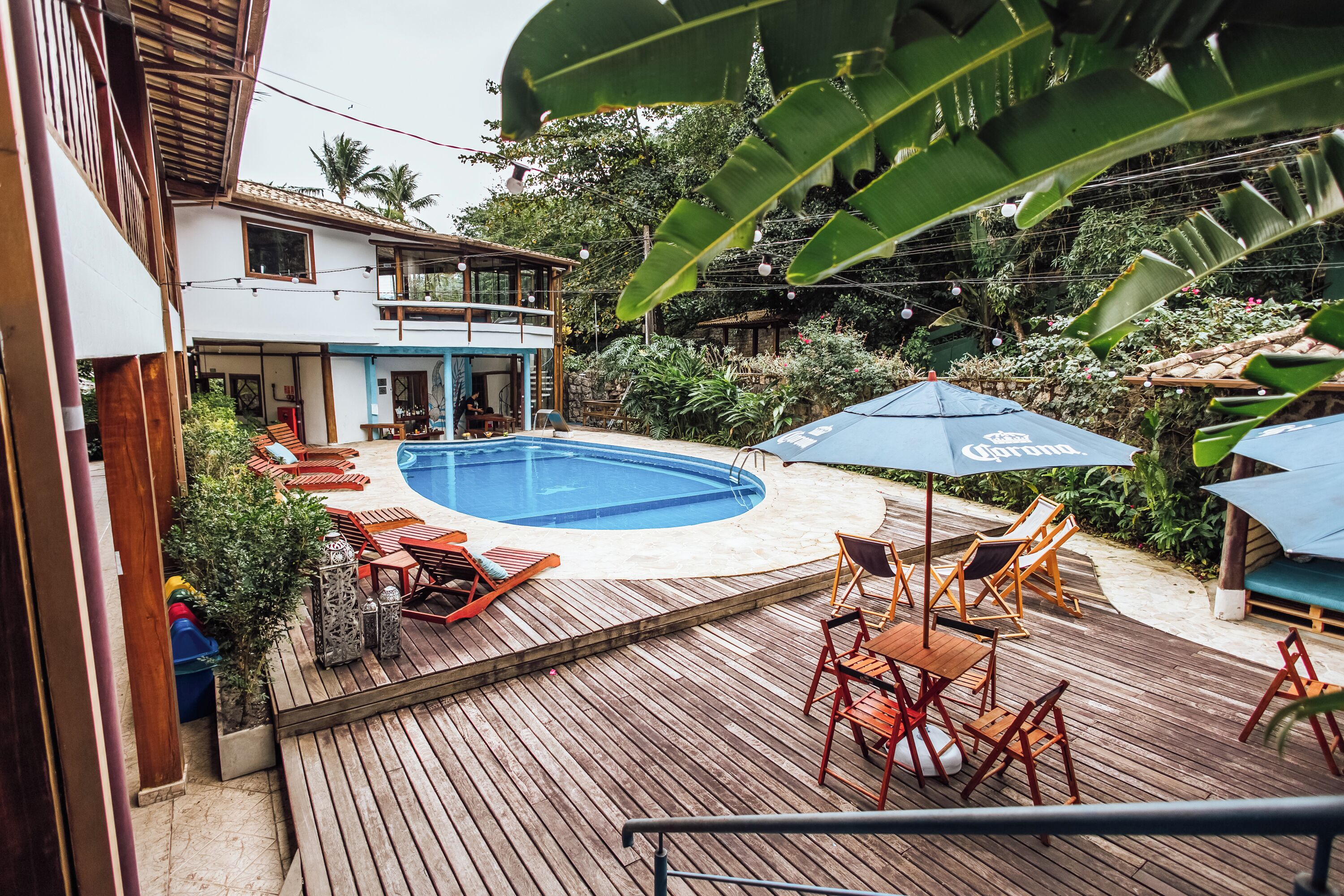 outdoor pool, pool loungers